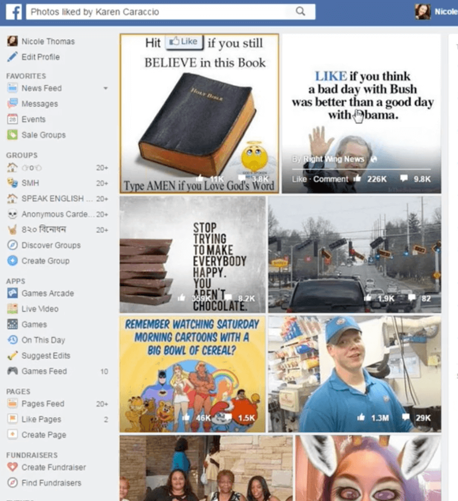 Facebook搜索一个人喜欢的照片