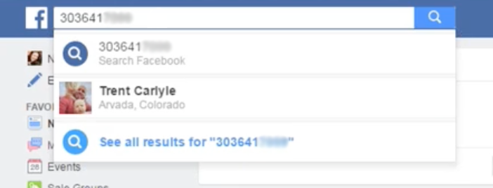 Facebook反向电话号码搜索